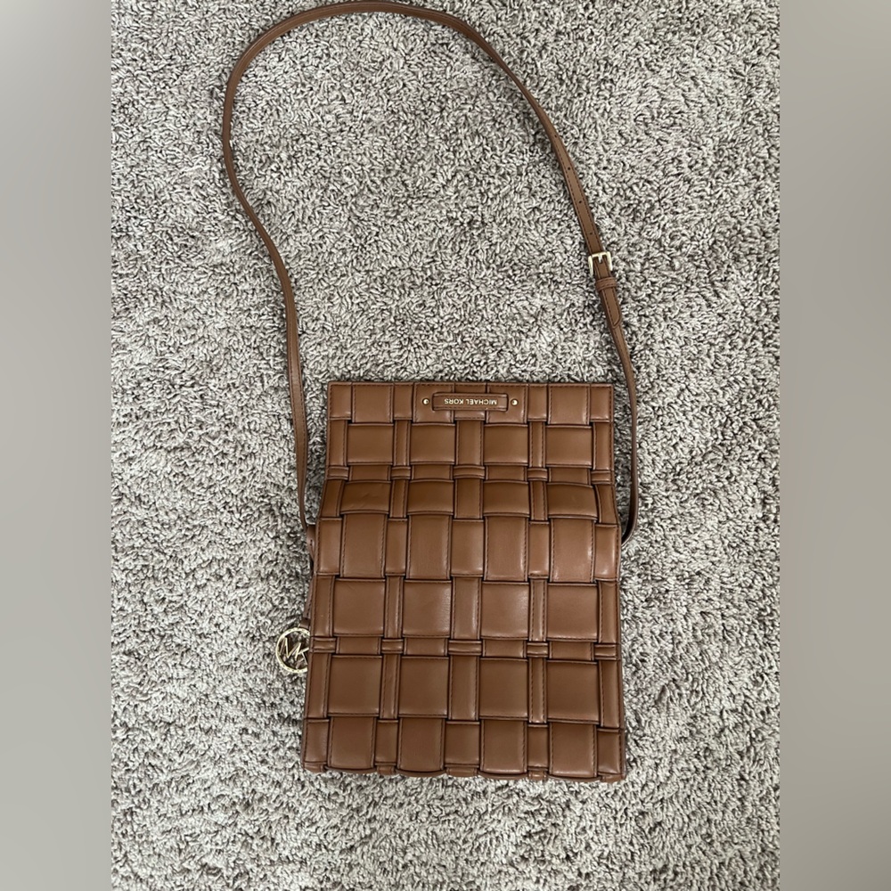 Michael Kors Chocolate Woven Crossbody Bag - Picture 6 of 6